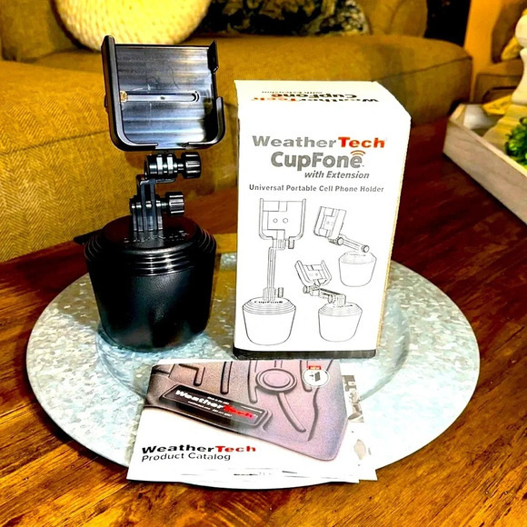 NWT WeatherTech CupFone ‼️WITH EXTENSION NECK‼️Car Cup Cell Phone Holder Black - Picture 1 of 7